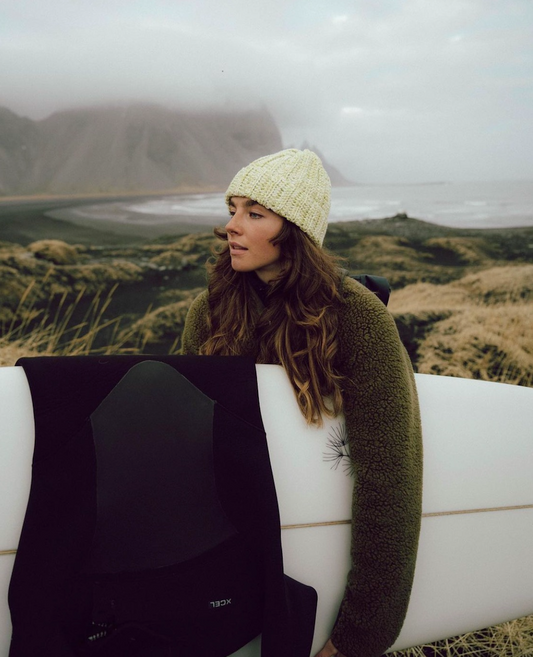 green + white beanie