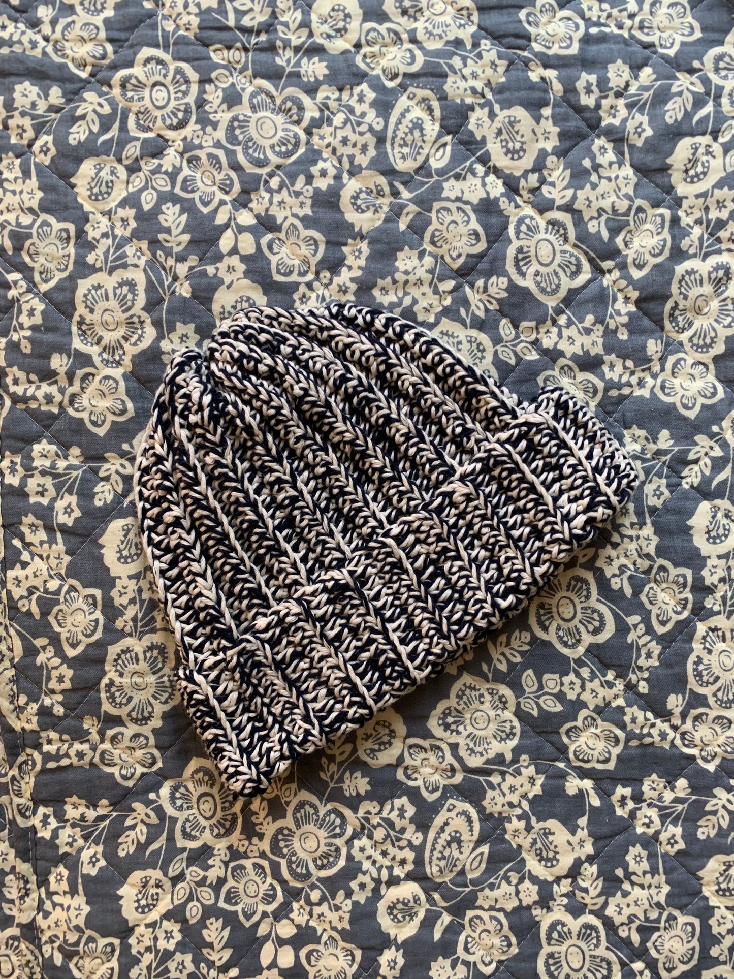 dark blue + white beanie